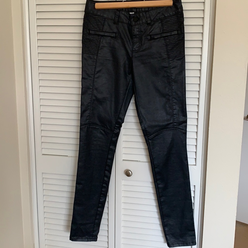 Calvin Klein coated moto pants
